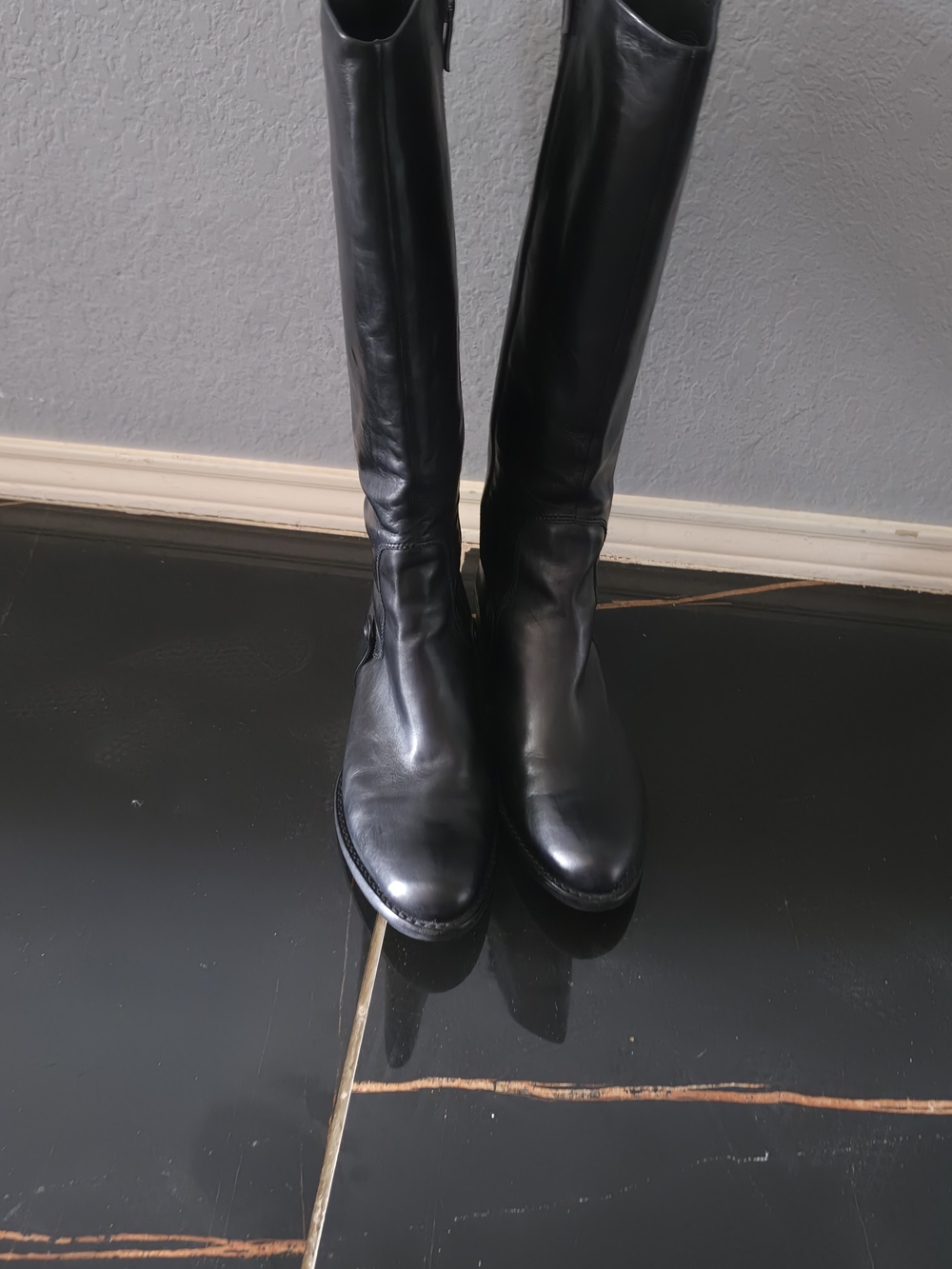 Via Spiga Black Leather Knee-High Boots
